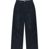 TWISTED VOLUME COATED DENIM PANTS IN DARK NAVY