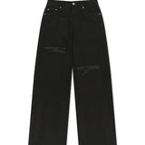 DISTRESSED HERRINGBONE WIDE PANTS IN BLACK