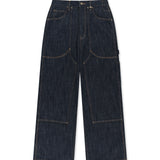 PANEL STITCH DENIM PANTS IN DARK NAVY
