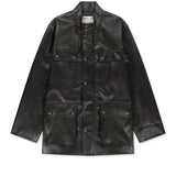 FAUX LEATHER SAFARI JACKET IN BROWN