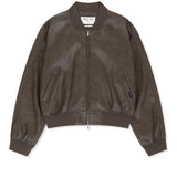 FAUX LEATHER RIB COLLAR BLOUSON FOR WOMEN IN BROWN