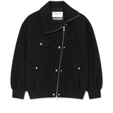 ASYMMETRIC KNIT PANEL JUMPER IN BLACK