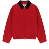 CORDUROY CONTRAST TRIM BLOUSON JUMPER IN RED