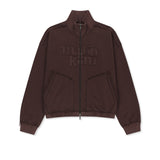 MIXED WAFFLE APPLIQUE LOGO ZIP UP IN BROWN