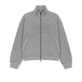 MIXED WAFFLE APPLIQUE LOGO ZIP UP IN GREY