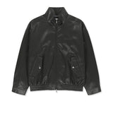SMALL LOGO FAUX LEATHER HIGH NECK JUMPER IN DARK BROWN
