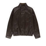 WAXED HIGH NECK JUMPER IN BROWN