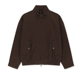 SMALL LOGO FAUX SUEDE HIGH NECK JUMPER IN BROWN