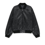 FAUX LEATHER RIB COLLAR BLOUSON FOR MEN IN BLACK