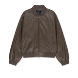 FAUX LEATHER RIB COLLAR BLOUSON FOR MEN IN BROWN