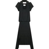 TWO WAY LAYERED JERSEY DRESS IN BLACK