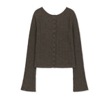TWO WAY TEXTURE KNIT TOP IN KHAKI BROWN