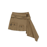 BELTED LAYERED MINI SKIRT IN BEIGE