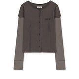 FADED COLOR BLOCK LAYERED BUTTON TOP IN COCOA