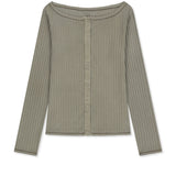 VINTAGE WASHED RIBBED SNAP TOP IN LIGHT KHAKI