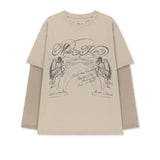 GRAFFITI ARTWORK LAYERED TOP IN BEIGE