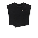 CURVED CUT SLIM TOP IN BLACK