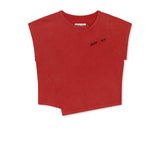 CURVED CUT SLIM TOP IN RED