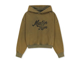 WASHED CALLIGRAPHY LOGO HOODY TOP IN KHAKI