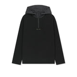 COLOR BLOCK HOODY QUARTER ZIP UP IN BLACK
