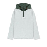 COLOR BLOCK HOODY QUARTER ZIP UP IN LIGHT GREY