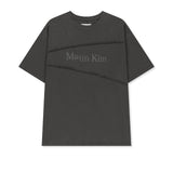 DIAGONAL CUT LOGO TOP IN CHARCOAL