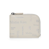 MATIN ALL-OVER LOGO HALF ROUND ZIP WALLET IN IVORY