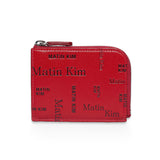 MATIN ALL-OVER LOGO HALF ROUND ZIP WALLET IN RED