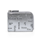 MATIN ALL-OVER LOGO HALF ROUND ZIP WALLET IN SILVER