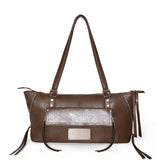 FLAP POCKET SHOULDER BAG IN BROWN
