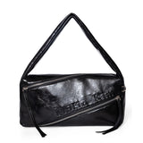 PADDED DIAGONAL ZIPPER BAG IN BLACK