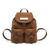 DOUBLE POCKET CORDUROY BACKPACK IN BEIGE