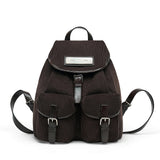 DOUBLE POCKET CORDUROY BACKPACK IN BROWN