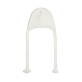 TASSEL TIE KNIT BEANIE IN IVORY