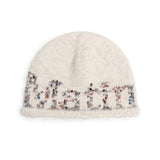 MIXED YARN LOGO BEANIE IN LIGHT BEIGE