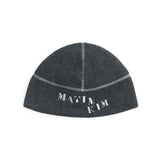 LOGO EMBROIDERED FLEECE BEANIE IN CHARCOAL