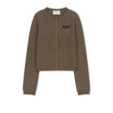 NEP YARN MINI POCKET KNIT CARDIGAN IN BROWN