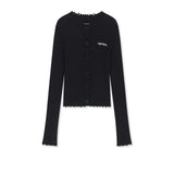 DISTRESSED EDGE SLIM KNIT CARDIGAN IN BLACK