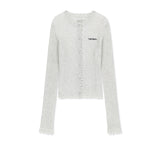 DISTRESSED EDGE SLIM KNIT CARDIGAN IN LIGHT GREY