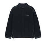 BOUCLE TEXTURE KNIT ZIP UP IN DARK NAVY