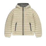 CONTRAST TRIM LIGHT DOWN HOODY JUMPER IN LIGHT BEIGE