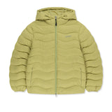 FLOWING QUILTED HOODY DOWN JUMPER IN LIME