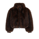 TAB DETAIL FUR JUMPER IN BROWN