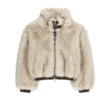 TAB DETAIL FUR JUMPER IN IVORY