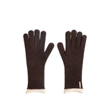 COLOR-BLOCK CUFF GLOVES FOR WOMEN IN BROWN