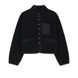 BACK LOGO FLEECE SNAP BUTTON JUMPER IN BLACK
