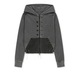FADED WASHED HOODY ZIP UP IN CHARCOAL