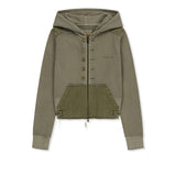 FADED WASHED HOODY ZIP UP IN KHAKI