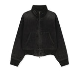 WASHED RIB DENIM BLOUSON JUMPER IN DARK GREY