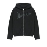MATIN LOGO WAFFLE HOODY ZIP UP IN CHARCOAL